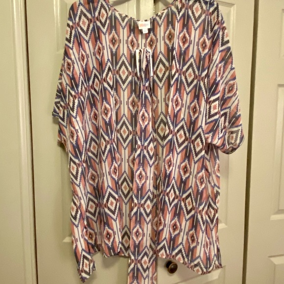 LuLaRoe Daphne Aztec Print Sheer Kimono Overlay - Picture 1 of 5